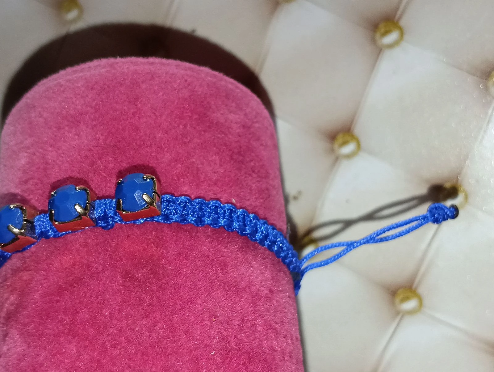 Electric Blue Rhinestone Braided Bracelet – photo 3